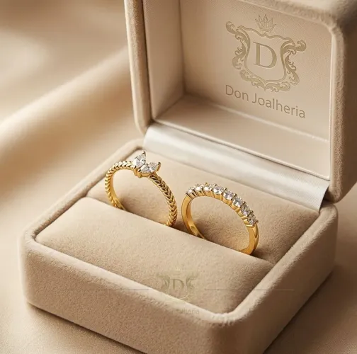 Aparador Duplo em Ouro 18K 750 com Moissanites