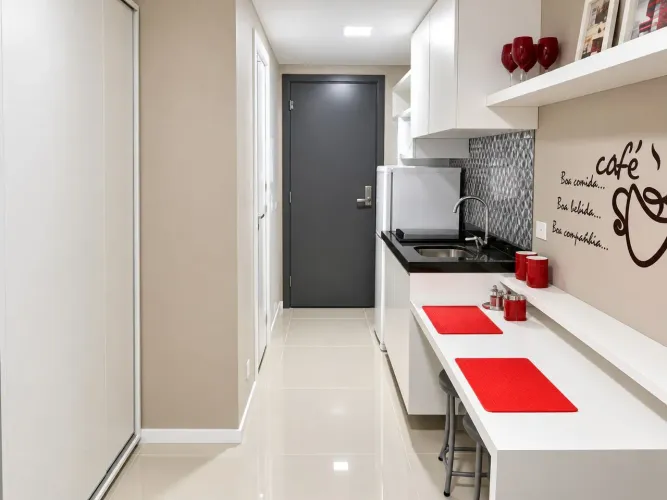 Flat mobiliado e equipado para locação em Curitiba | Condomínio completo