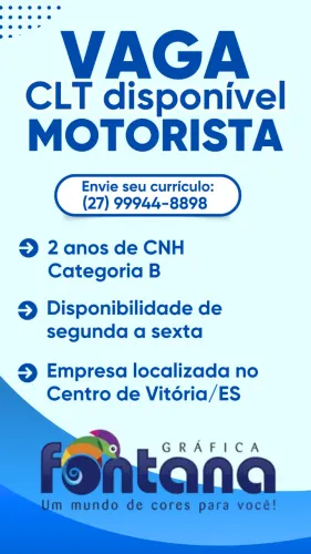 vaga de emprego para motorista - início imediato 