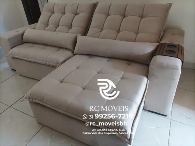Sofá Retrátil e Reclinável Cristal 2,30m - Sofá Confortável em Veludo para Sala