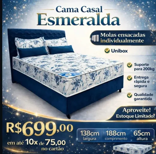 Cama Casal Unibox com molas ensacadas 
