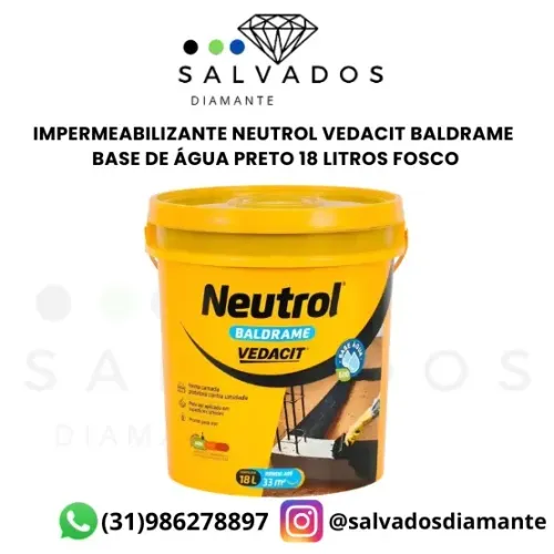 Impermeabilizante Neutrol Vedacit Baldrame Base Água Preto 18 Litros - NOVO