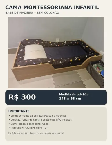 Cama Montessori Infantil de Madeira