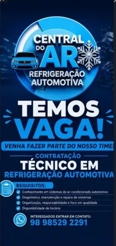 Vaga de emprego para técnico em refrigeração automitiva