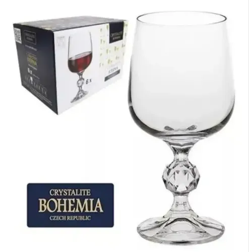 Jogo de 6 taças de cristal para vinho