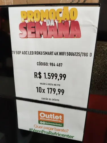 TV 50P.AOC Led Smart 4K Wi-fi Nova Barata