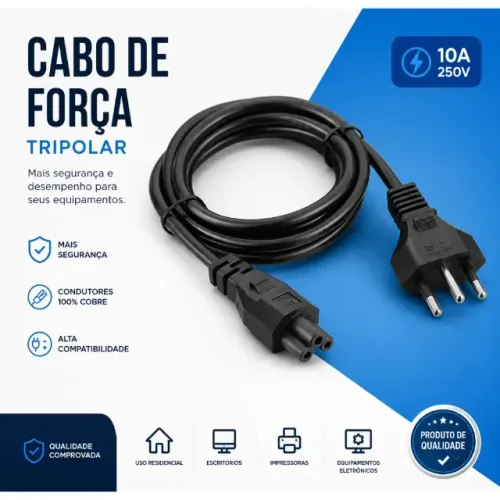 Cabo De Força Energia Tripolar Tv Fonte De Notebook Diversas