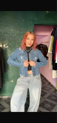 jaqueta Jeans Destroyed
