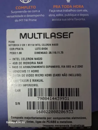 Notebook em ótimo estado,usado poucos vezes, sem marcas de uso ,na caixa
