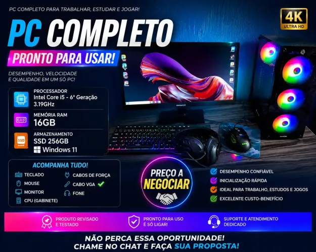 Pc gamer completo (vendo ou troco)