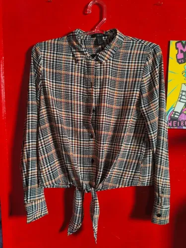 Camisa Xadrez Forever 21 Manga Longa Com Nó Tamanho P/M
