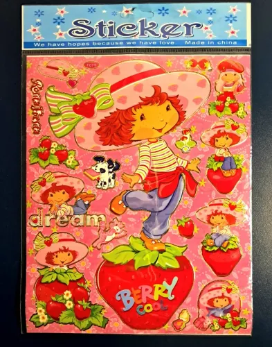 Cartela de adesivos Moranguinho anos 2000