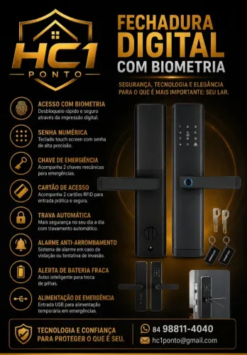 Fechadura digital 5 in1 com biometria
