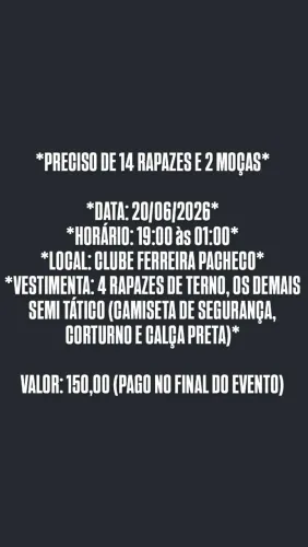 VAGAS PARA 16 SEGURANÇAS