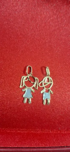 Pingente menino e menina ouro 18k 750