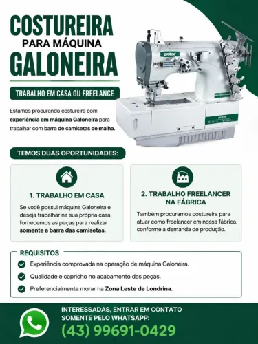 Precisa de Costureira para Galoneira 