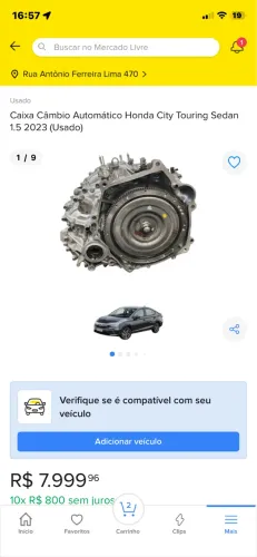CAIXA CÂMBIO AUTOMÁTICO HONDA CITY TOURING 1.5 2023 