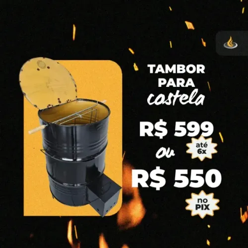 Tambor para Costela, estilo fogo de chão - Casa das Churrasqueiras