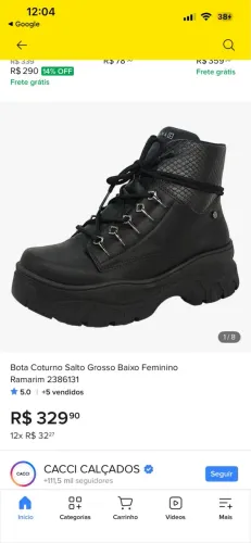 Bota Coturno Salto Grosso Baixo Feminino Ramarim