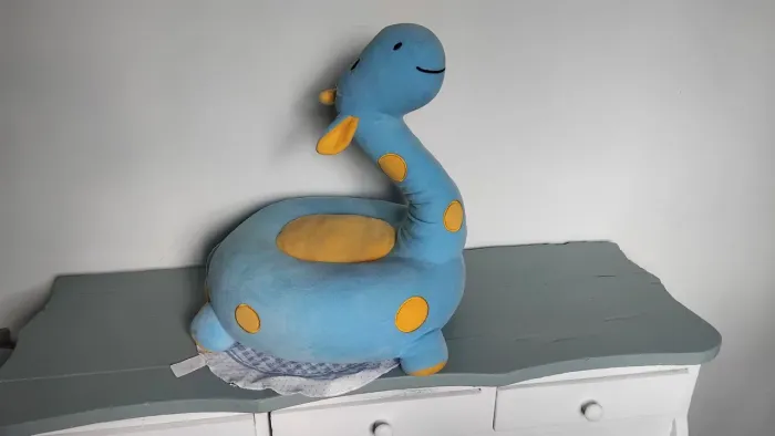 Puff Poltrona Infantil De Pelúcia Girafa Azul Foffy