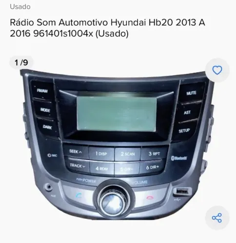 Vendo Rádio Som Automotivo Hyundai HB20 2013 a 2016 961401s1004x Mod.HPB-01
