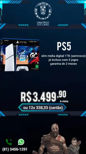 Playstation 5 slim mídia digital 1TB (seminovo)