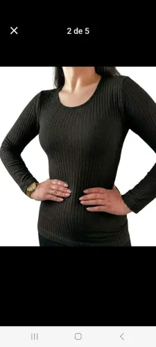 Blusa Térmica Canelada preta tamanho único para o inverno 
