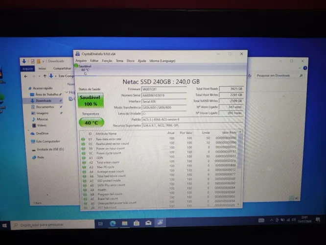 SSD saudável NetaX 240 gb