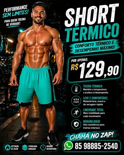 bermuda fitness dryfit com termiuco e detalhe refletivo 