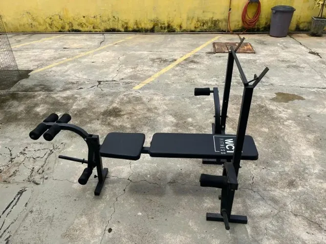 Banco Supino + Anilhas + Alteres + "Querobel" + Barra W + Rodas Abd + Bola + Barra suspens