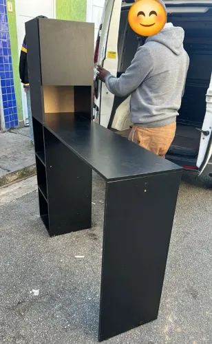 Bancada multiuso preta para cozinha MDF montada