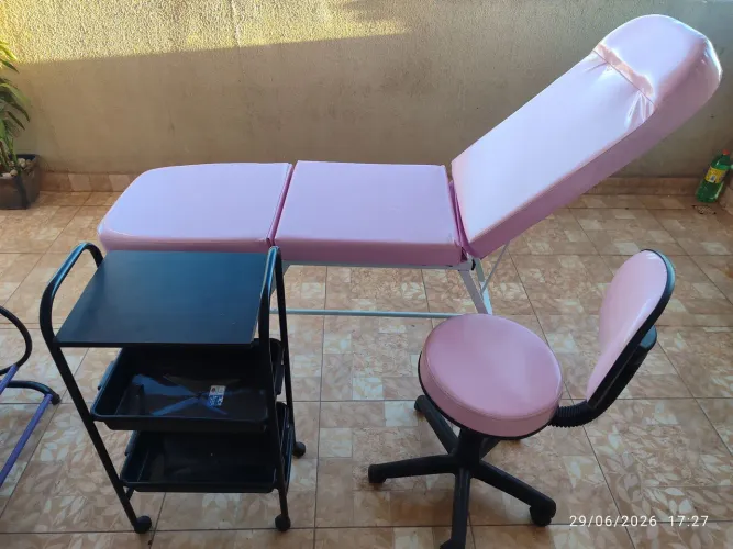 Kit Completo para Estética - Maca + Cadeira + Carrinho | Semi Novo