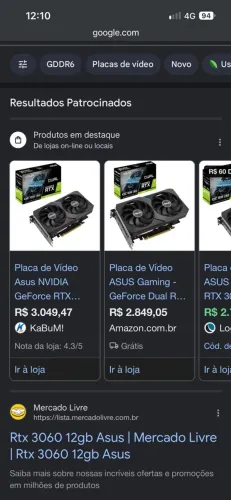 Asus RTX-3060 12GB de VRAM Troca