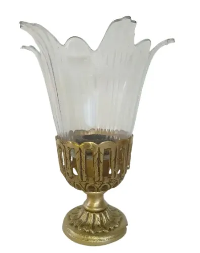 abajur tulipa cristal em bronze