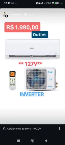 Ar split Elgin Inverter 12000 BTUs + ** 127V ** + Novo + Nota + Garantia+ Cartão 12x