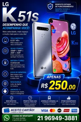 LG k51s 64 GB prateado