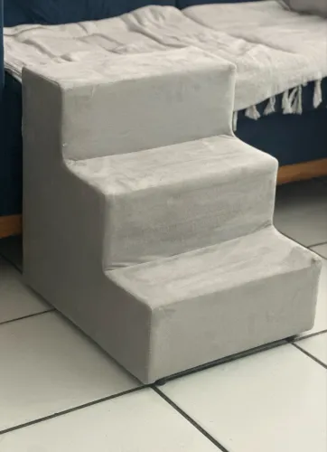 Escada Pet 3 Degraus em Veludo Macia para Cachorros e Gatos