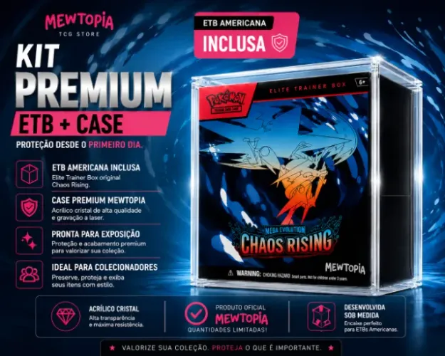 Kit ETB Americana de Chaos Rising (Pokémon TCG) + Case Premium de Acrílico