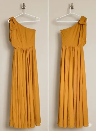 Vestido madrinha mostarda um ombro só tam M