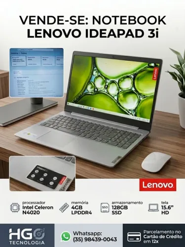Vendo Notebook Ideapad 3i - prata - zerado