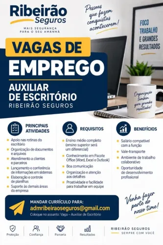 Vaga de emprego - Auxiliar de Escritório