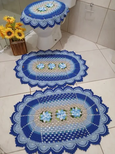Jogo de tapetes paea banheiro