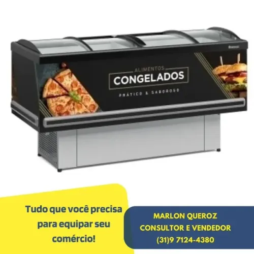 Ilha para Congelados Vidro Curvo 2 metros Gelopar