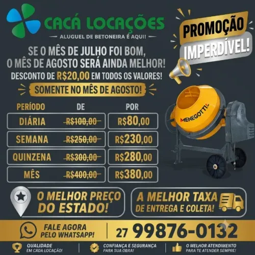 Aluguel de Betoneira (PROMOÇÃO)