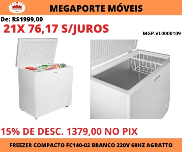 Freezer Compacto FC140-02 Branco 140 Litros Agratto 220V