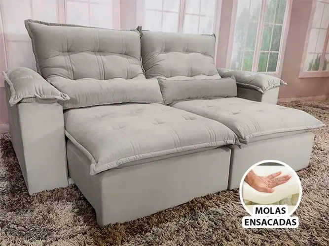 Sofá Retrátil Reclinável 1,80m Marica Molas Ensacadas a54