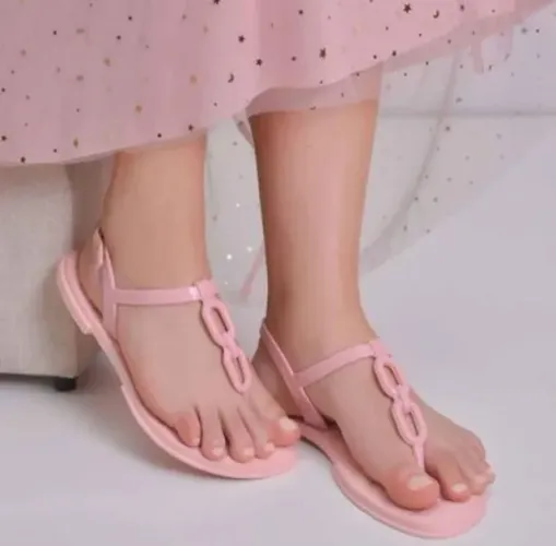 Sandália Feminina Corrente Leve e Confortável Acolchoada Tamanho 36 Cor: Rosa