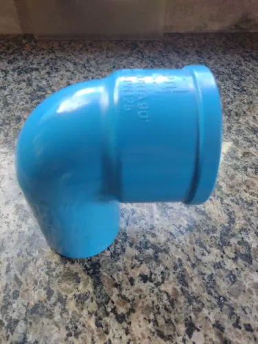 Conexão curva curta 90" PN125 x 75 mm azul 