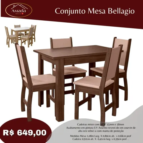 Mesa de 4 cadeiras MDF , Entrega em 3 dias
