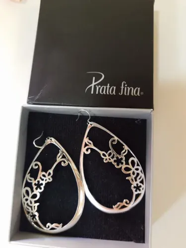 Presente Brinco prata fina 6 cm